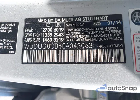 2014 Mercedes-Benz S 550 from USA, damaged, VIN WDDUG8CB6EA043063